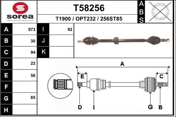 EAI T58256 - Приводной вал autosila-amz.com