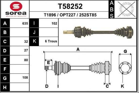 EAI T58252 - Приводной вал autosila-amz.com