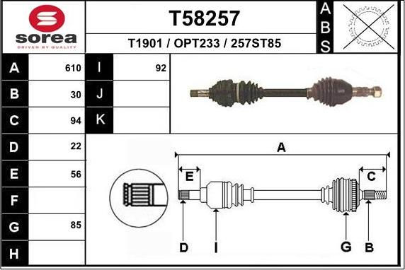 EAI T58257 - Приводной вал autosila-amz.com