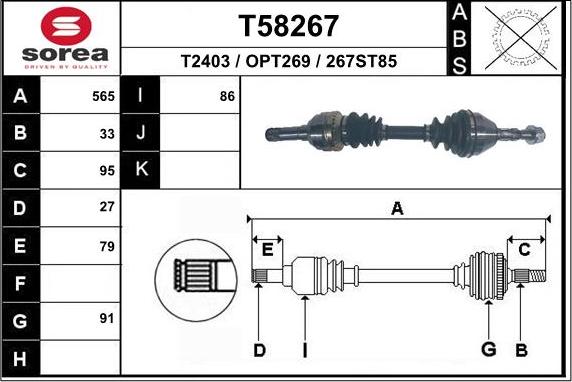 EAI T58267 - Приводной вал autosila-amz.com