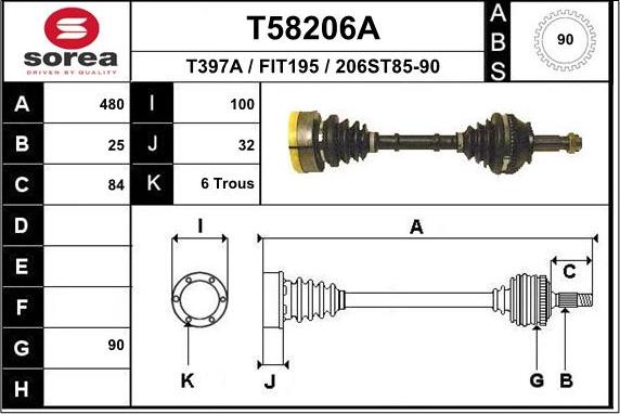 EAI T58206A - Приводной вал autosila-amz.com