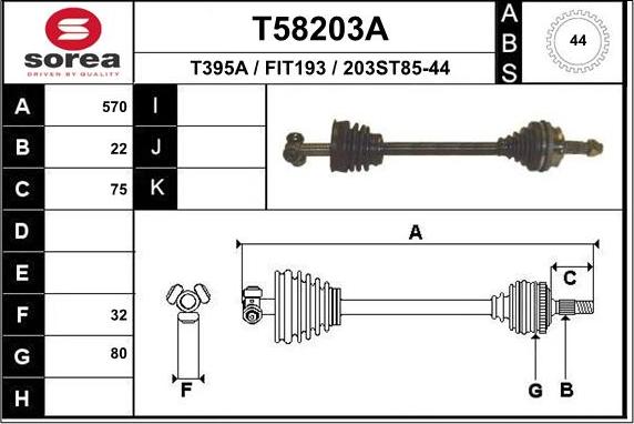 EAI T58203A - Приводной вал autosila-amz.com