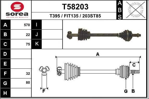 EAI T58203 - Приводной вал autosila-amz.com