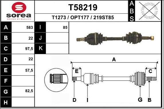 EAI T58219 - Приводной вал autosila-amz.com