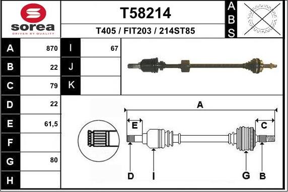 EAI T58214 - Приводной вал autosila-amz.com