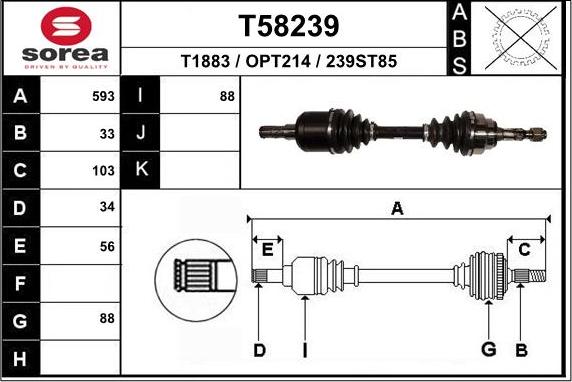 EAI T58239 - Приводной вал autosila-amz.com