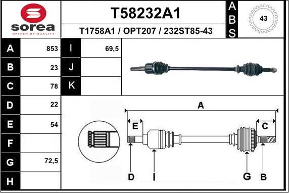 EAI T58232A1 - Приводной вал autosila-amz.com