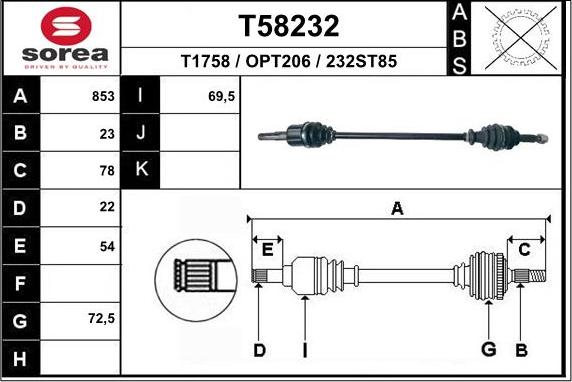 EAI T58232 - Приводной вал autosila-amz.com