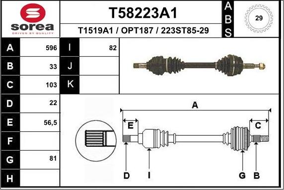 EAI T58223A1 - Приводной вал autosila-amz.com