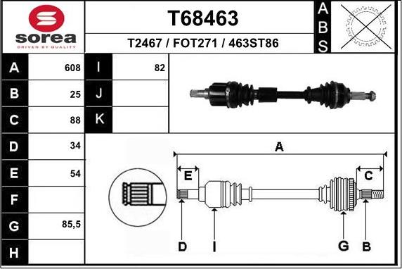 EAI T68463 - Приводной вал autosila-amz.com