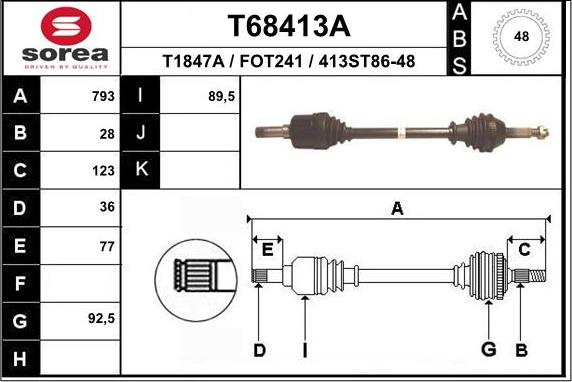 EAI T68413A - Приводной вал autosila-amz.com