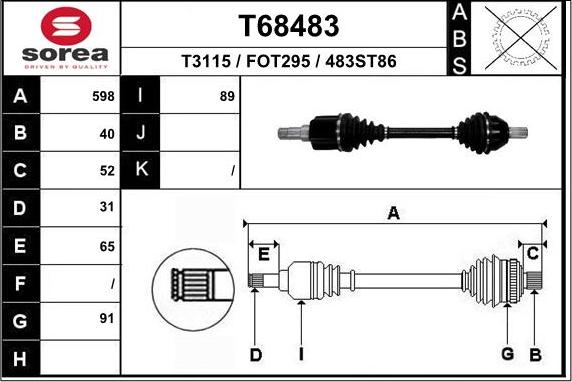 EAI T68483 - Приводной вал autosila-amz.com