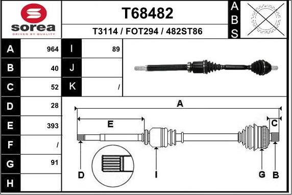 EAI T68482 - Приводной вал autosila-amz.com