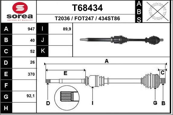 EAI T68434 - Приводной вал autosila-amz.com