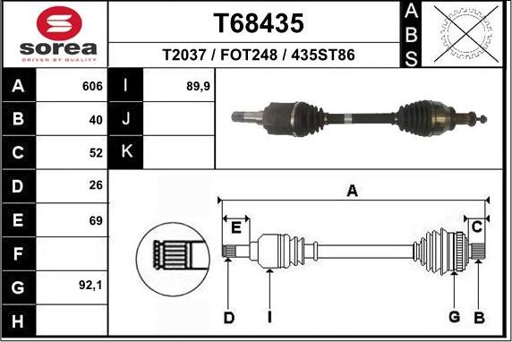 EAI T68435 - Приводной вал autosila-amz.com