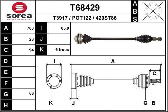 EAI T68429 - Приводной вал autosila-amz.com