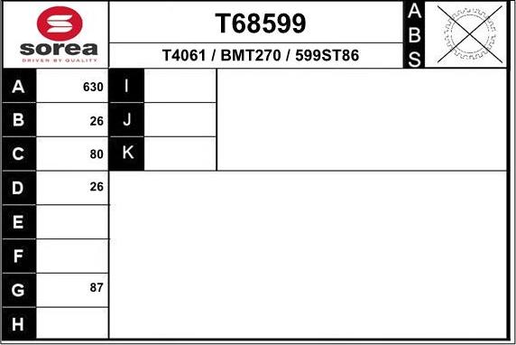 EAI T68599 - Приводной вал autosila-amz.com