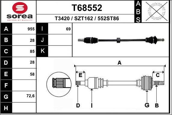 EAI T68552 - Приводной вал autosila-amz.com