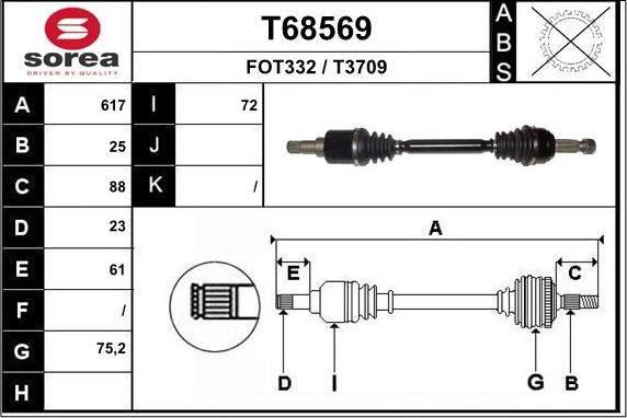 EAI T68569 - Приводной вал autosila-amz.com