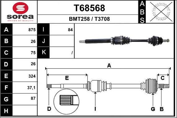 EAI T68568 - Приводной вал autosila-amz.com