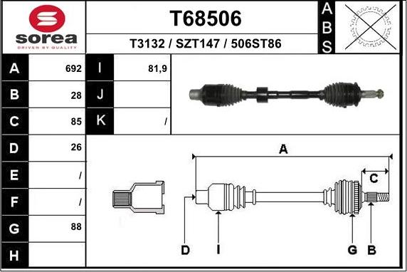 EAI T68506 - Приводной вал autosila-amz.com