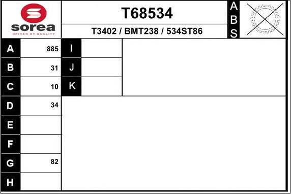 EAI T68534 - Приводной вал autosila-amz.com