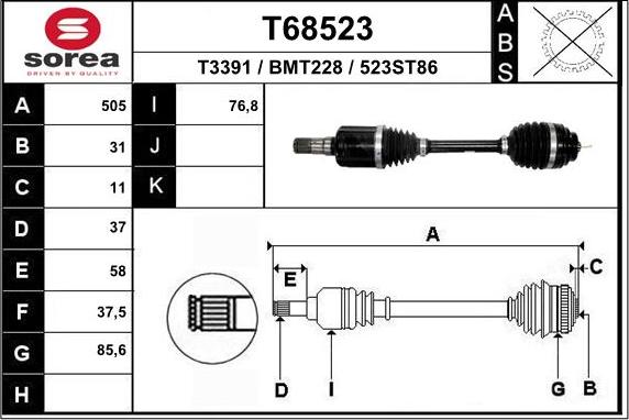 EAI T68523 - Приводной вал autosila-amz.com