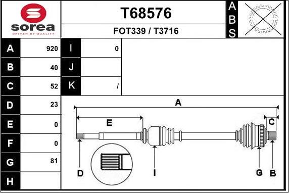 EAI T68576 - Приводной вал autosila-amz.com