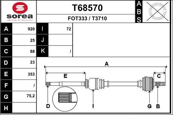 EAI T68570 - Приводной вал autosila-amz.com