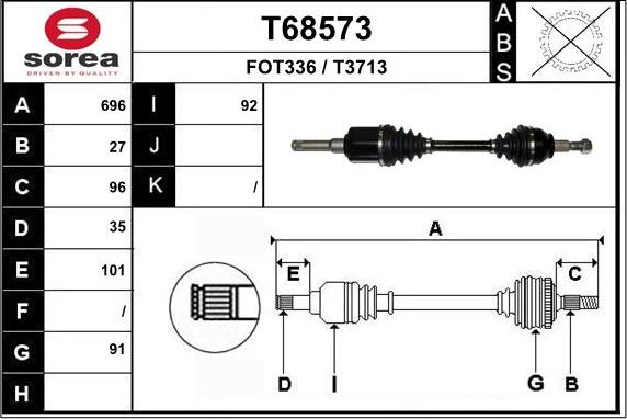 EAI T68573 - Приводной вал autosila-amz.com