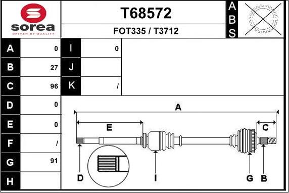 EAI T68572 - Приводной вал autosila-amz.com