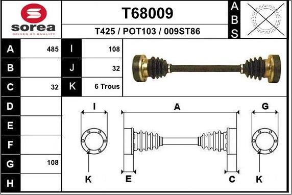 EAI T68009 - Приводной вал autosila-amz.com