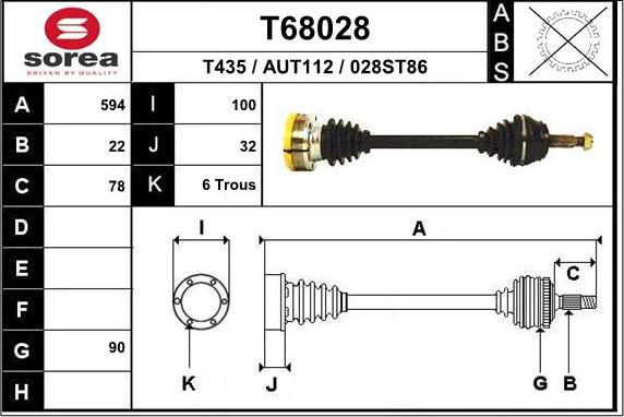 EAI T68028 - Приводной вал autosila-amz.com