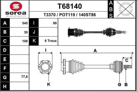 EAI T68140 - Приводной вал autosila-amz.com