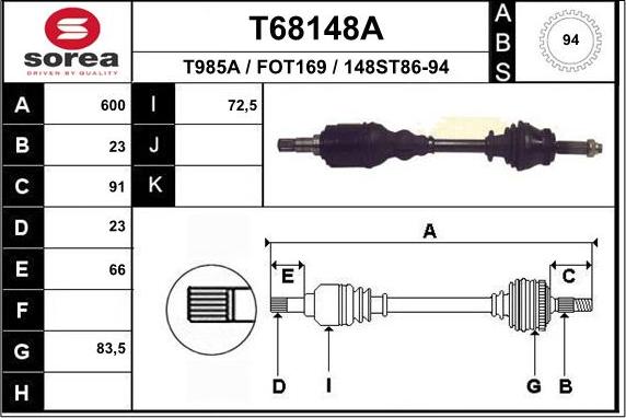 EAI T68148A - Приводной вал autosila-amz.com