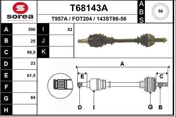 EAI T68143A - Приводной вал autosila-amz.com