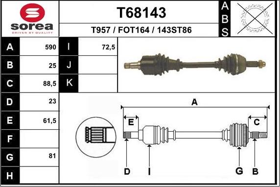 EAI T68143 - Приводной вал autosila-amz.com