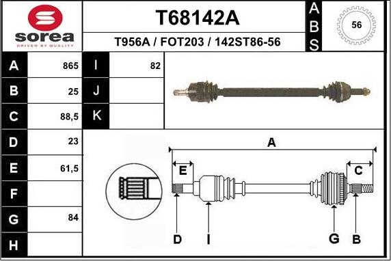 EAI T68142A - Приводной вал autosila-amz.com