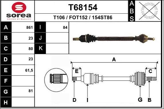 EAI T68154 - Приводной вал autosila-amz.com