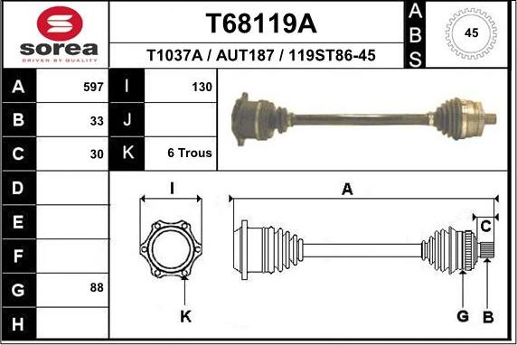 EAI T68119A - Приводной вал autosila-amz.com