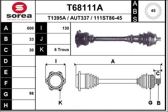 EAI T68111A - Приводной вал autosila-amz.com