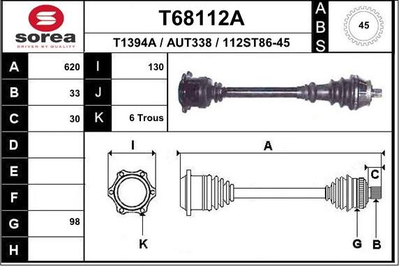 EAI T68112A - Приводной вал autosila-amz.com