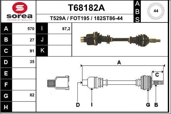 EAI T68182A - Приводной вал autosila-amz.com