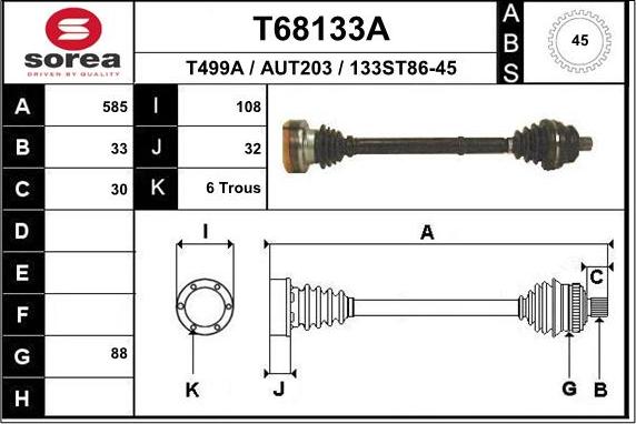 EAI T68133A - Приводной вал autosila-amz.com