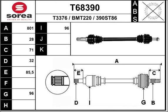 EAI T68390 - Приводной вал autosila-amz.com