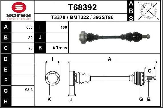 EAI T68392 - Приводной вал autosila-amz.com