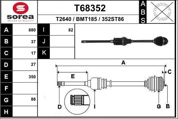 EAI T68352 - Приводной вал autosila-amz.com