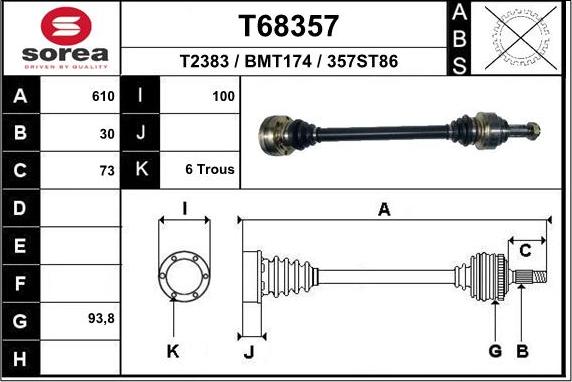 EAI T68357 - Приводной вал autosila-amz.com