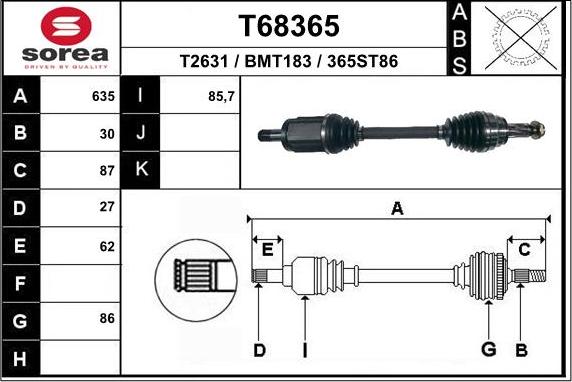 EAI T68365 - Приводной вал autosila-amz.com