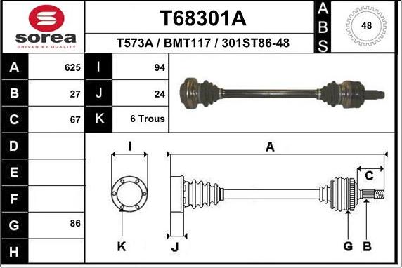 EAI T68301A - Приводной вал autosila-amz.com